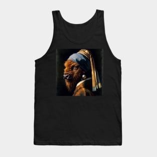 Wildlife Conservation - Pearl Earring American Bison Meme Tank Top